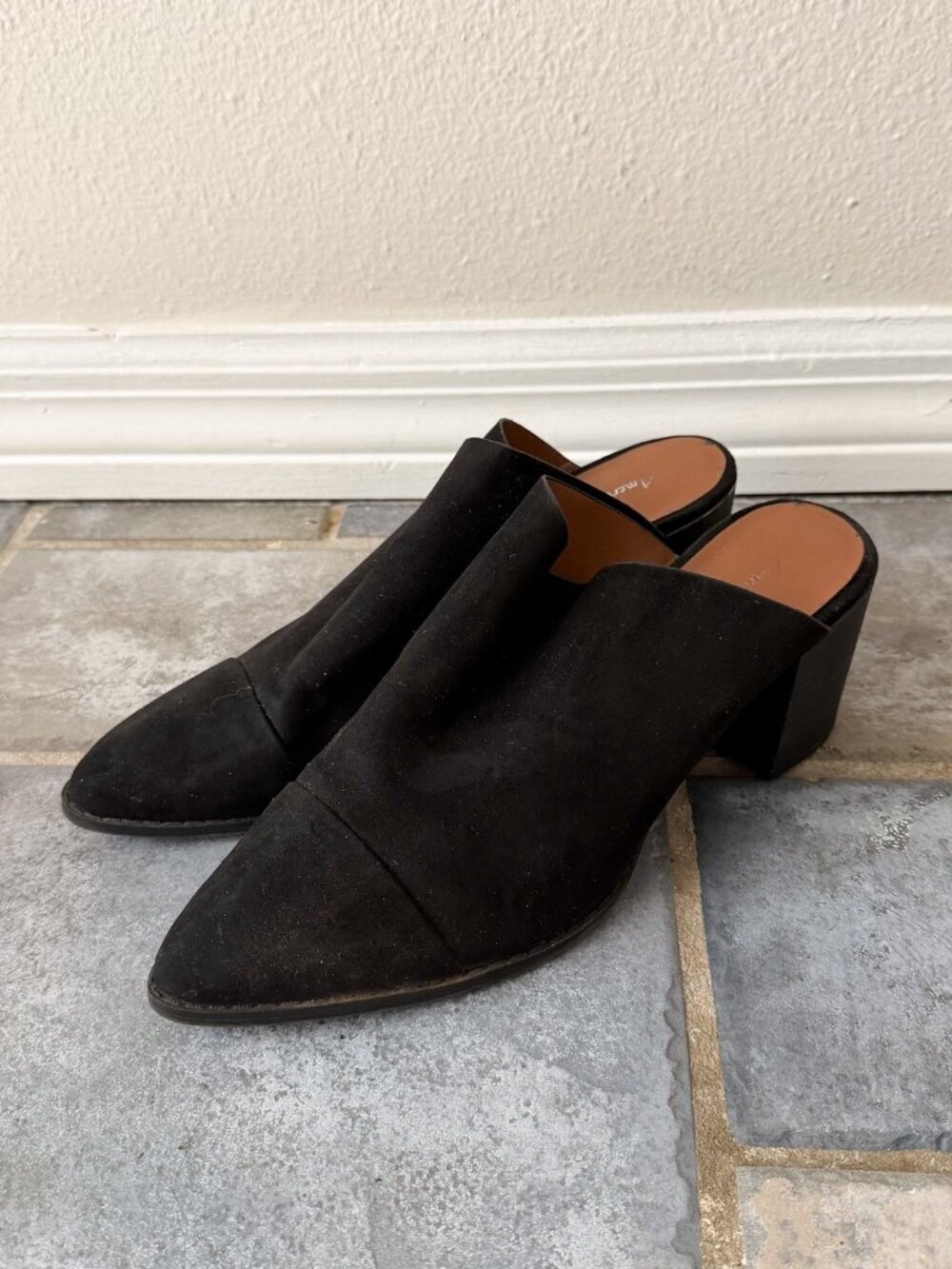 American Eagle Black Mule Heels Pointed Toe Slip On Womens 9.5